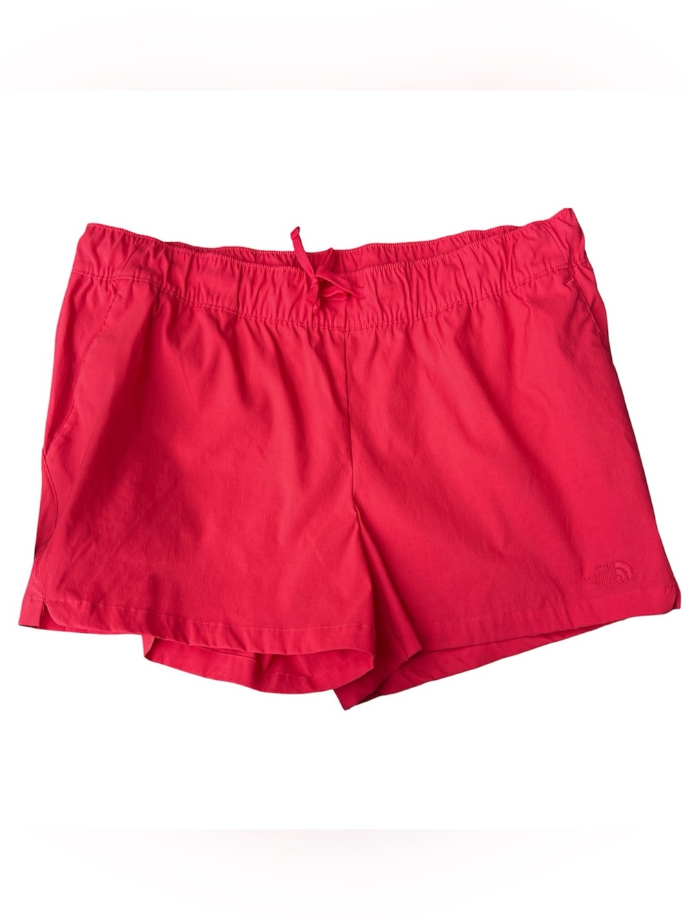 The North Face Women's Coral Red Shorts 3 pockets Elastic Waist Front Tie XL